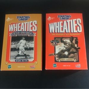 Starting Lineup collectible figures Babe Ruth Jackie Robinson and medallions